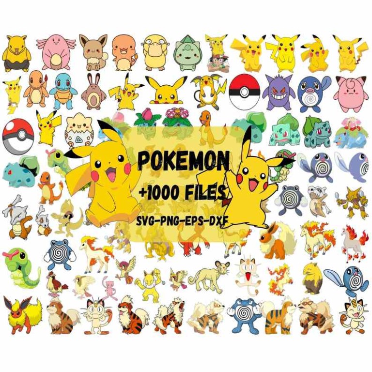 1000 Pokemon Svg Bundle Pokemon Clipart Pikachu Png Pokemon Layered