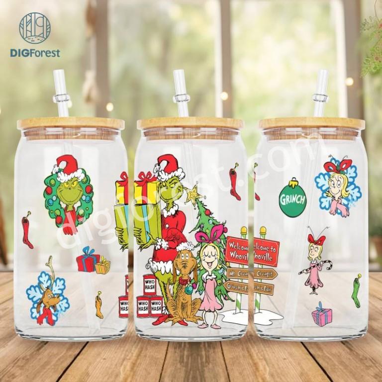 Merry Grinchmas 16oz Libbey Glass Can Wrap Design Digital PNG Grinch