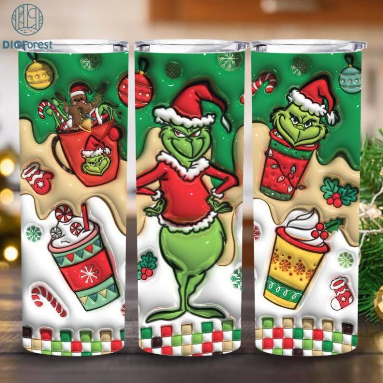 D Inflated Grinchmas Png Oz Skinny Tumbler Png Merry Xmas Png