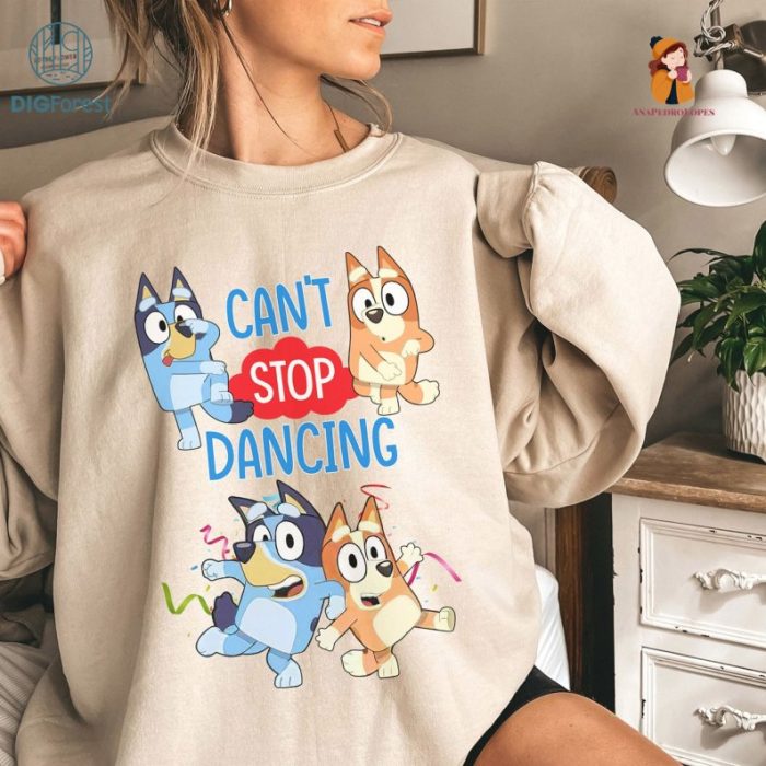 Bluey Family Shirts, Dance Mode Dad Bluey And Mom Bluey PNG, Bluey Dancing Shirt, Custom Bluey Birthday Shirt, Bluey Toddler Shirt Sweatshirt