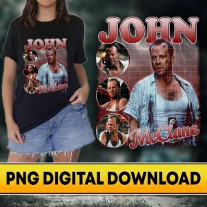John Mcclane Vintage 90s, John Mcclane Die Hard PNG File, Instant Download, Sublimation Designs, Homage Vintage Shirt, Movie Character