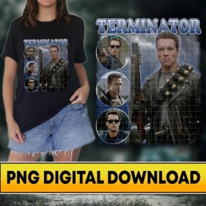 Terminator Vintage 90s Shirt, Homage Vintage PNG File, Instant Download, Sublimation Designs, Movie Character, Birthday Gifts