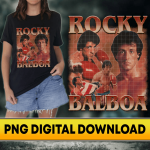 Rocky Balboa Vintage 90s PNG File, Instant Download, Sublimation Designs, Rocky Balboa Homage Vintage Shirt, Rocky Balboa Movie