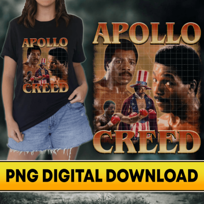 Apollo Creed Vintage 90s PNG File, Instant Download, Sublimation Designs, Apollo Creed Vs Rocky Balboa Homage Vintage, Rocky Balboa Movie