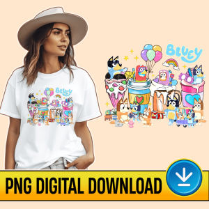 Bluey Iced Coffee PNG File | Running On Bluey And Iced Coffee | Bluey And Bingo | Bandit Heeler | Instant Download | Digital Download