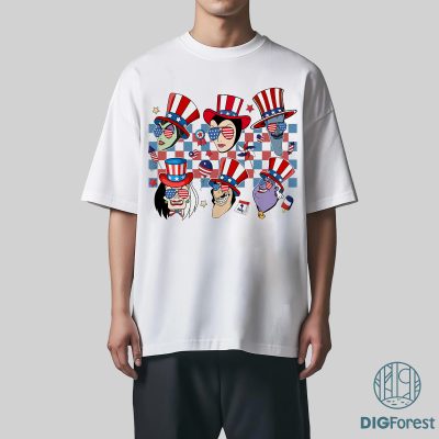 Disney Villains 4th of July PNG | Checkered Patriotic Design | Maleficent & Evil Queen | Independence Day Instant Download