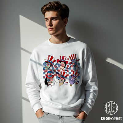 Disney Villains 4th of July PNG | Checkered Patriotic Design | Maleficent & Evil Queen | Independence Day Instant Download