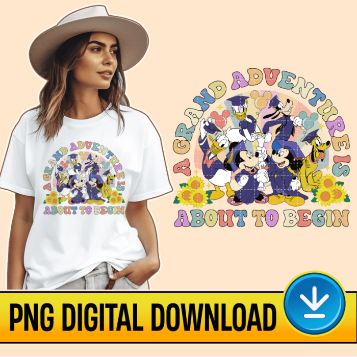 Disney Mickey And Friends Graduation PNG, A Grand Adventure Is About To Begin, Mickey Minnie Graduate, Class Of 2023 Instant Download