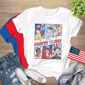 Disney Princess Fourth Of July PNG File | 4th Of July Princess PNG | Independence Day | Patriotic Tee | Belle Beauty And Beast | Ariel 4th July PNG