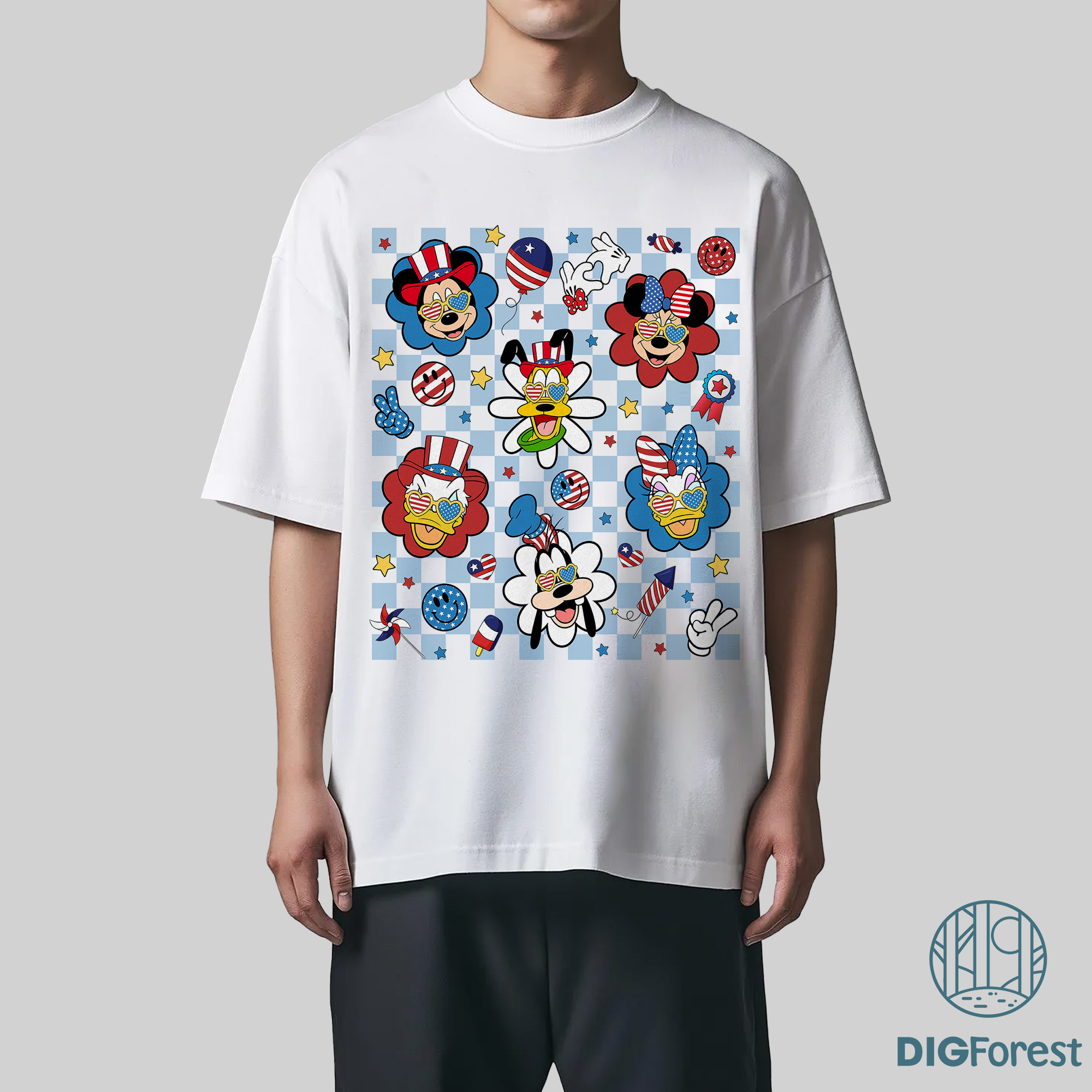 Mickey & Friends 4th of July Checkered PNG | Mickey Minnie Patriotic Sublimation | Independence Day Design Mickey & Friends 4th of July Checkered PNG | Mickey Minnie Patriotic Sublimation | Independence Day Design