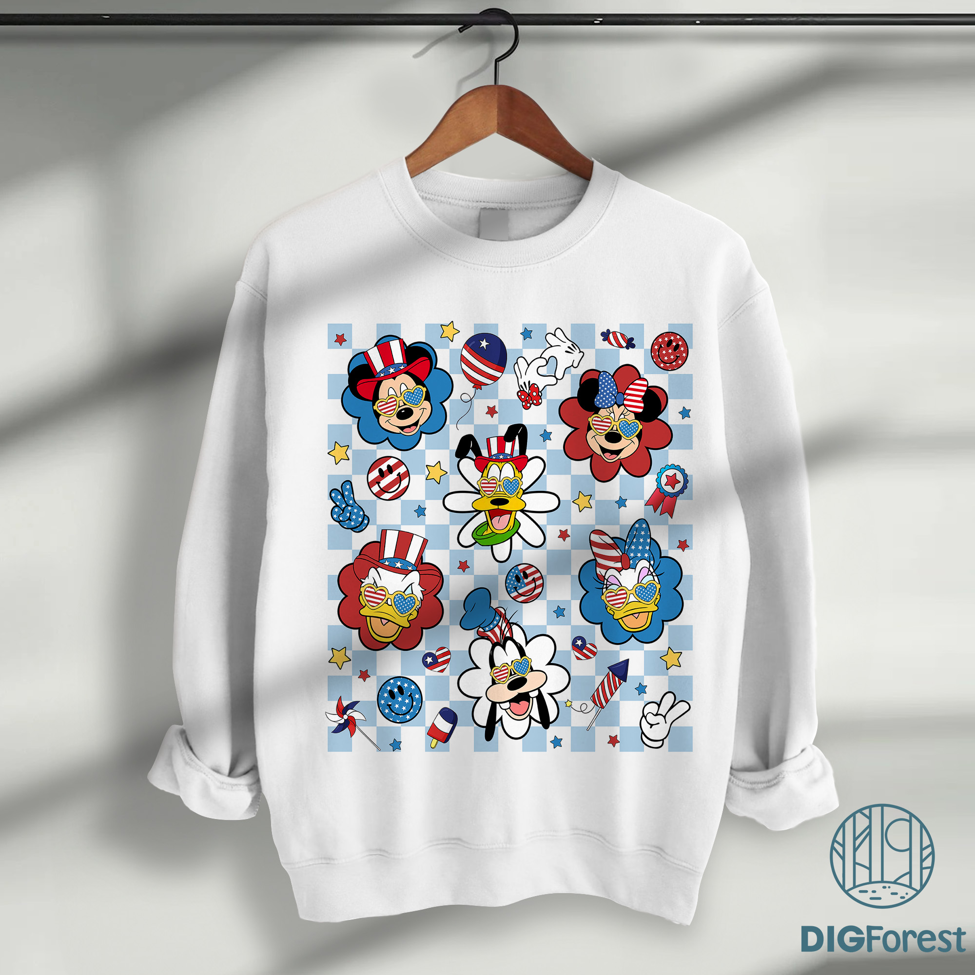 Mickey & Friends 4th of July Checkered PNG | Mickey Minnie Patriotic Sublimation | Independence Day Design Mickey & Friends 4th of July Checkered PNG | Mickey Minnie Patriotic Sublimation | Independence Day Design