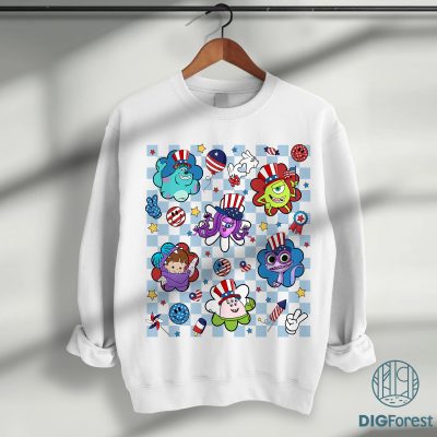 Monsters Inc 4th of July Checkered PNG | Mike Wazowski Patriotic Design | Independence Day | Monsters University PNG File
