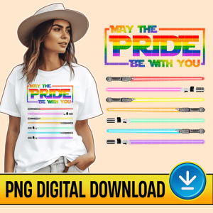 Star Wars LGBT Pride 2023 Instant Download, May The Pride Be With You, Lightsaber Rainbow Flags, Pride Month, Star Wars Gay Lesbian PNG File