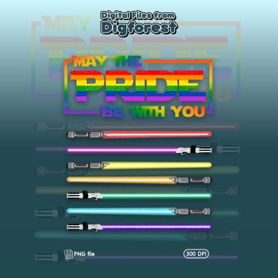Star Wars Pride 2025 PNG, May the Pride Be With You, Rainbow Lightsabers, LGBT PNG, Pride Month Digital File