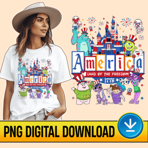 Disney Monsters Incs America 4th Of July Instant Download, Mike & Sully, America Patriotic 4th Of July PNG File, American Freedom, Independence Day