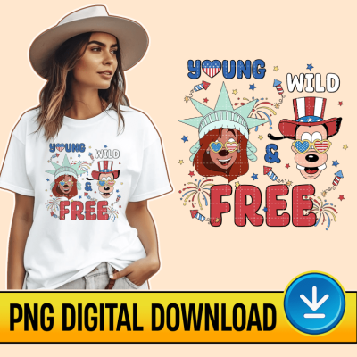Disney Max And Roxanne 4th Of July PNG File | Fourth Of July Instant Download | Goofy Movie | Young Wild And Free | Patriotic | American Freedom