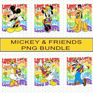 Disney Mickey & Friends Lgbt Pride PNG Bundle, Pride Month, Love Is Love, LGBTQ Instant Download, Gay Lesbian, Mickey Minnie Pride Nite 2023, Instant Download