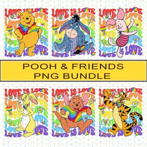 Disney Pooh and Friends Lgbt PNG Bundle, Pride Month, Love Is Love, Pride Nite 2023 Instant Download, Gay Lesbian, Winnie the Pooh