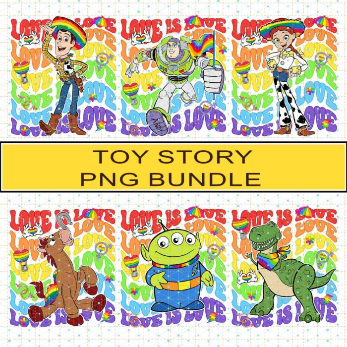 Disney Toy Story Pride Nite 2023 Sublimation Design, Lgbt Pride PNG Bundle, Love Is Love, Pride Gay, Pride Month, Buzz Lightyear and Woody