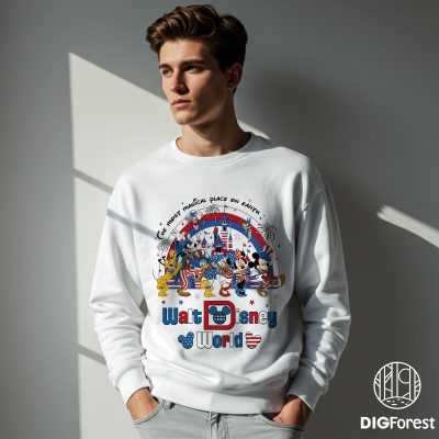 Disney Mickey & Friends 4th of July PNG | Patriotic Red White & Blue Design | Instant Sublimation Download