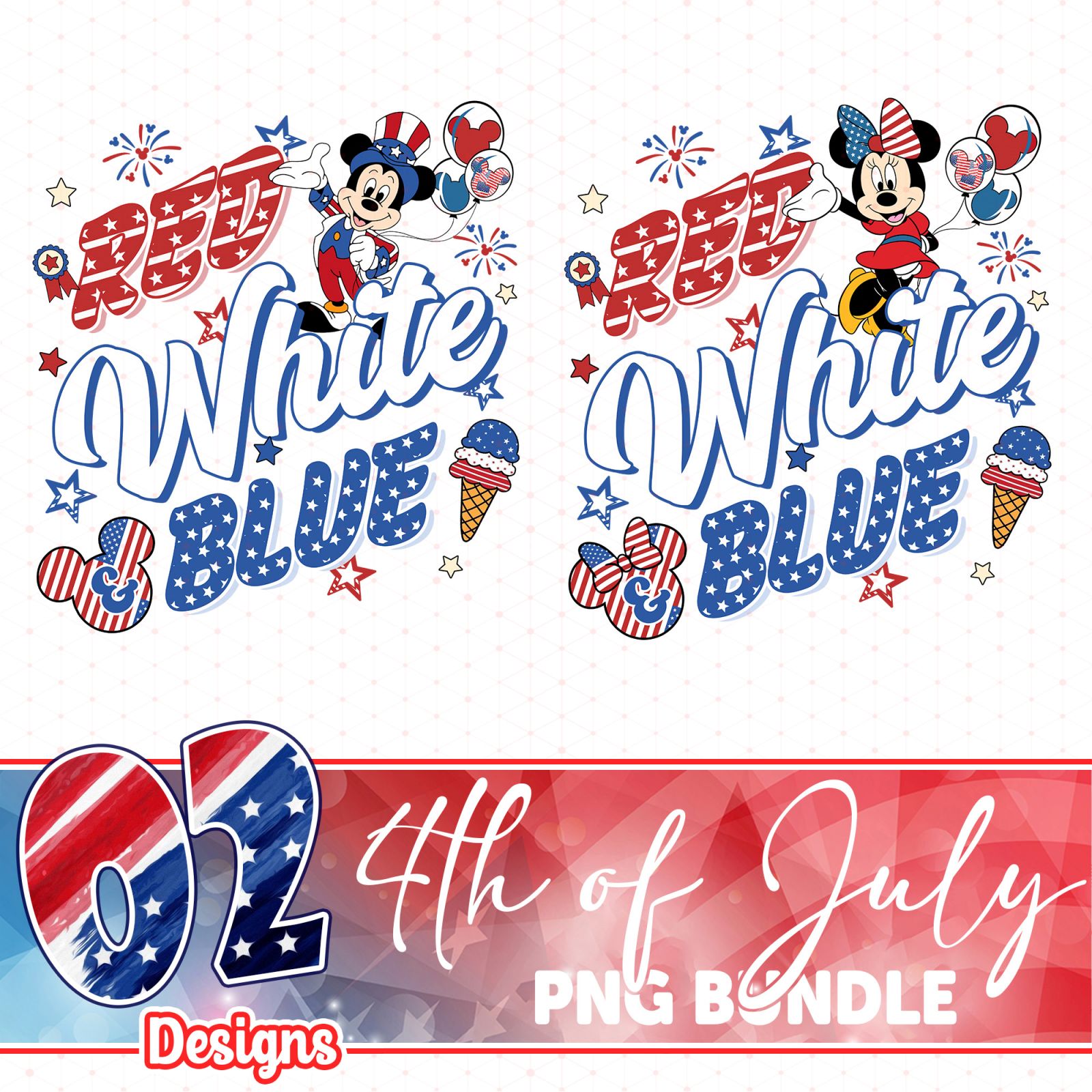 Mickey & Minnie 4th of July PNG | Red White & Blue Patriotic Design | Sublimation File | Instant Download Mickey & Minnie 4th of July PNG | Red, White & Blue Patriotic Design | Sublimation File | Instant Download