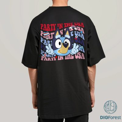 Bluey Party in the USA PNG, Red White and Bluey Shirt Design, Bluey and Bingo 4th of July Clipart, Heeler Family Instant Download