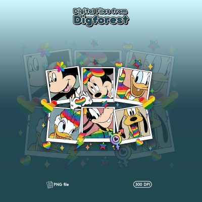 Disney Mickey & Friends LGBT Pride PNG, Rainbow Polaroid Disney Pride, Gay Pride Sublimation, Mickey Pride Cricut File