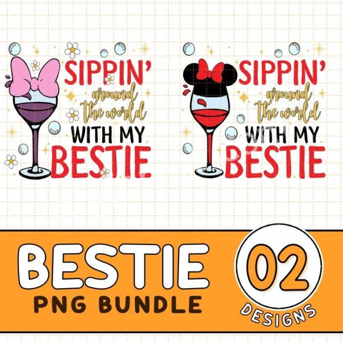 Disney Minnie & Daisy Bestie Sipping Around The World PNG, Besties Matching, Minnie Daisy Cricut PNG, Epcot Drink Around, Sublimation Prints Design