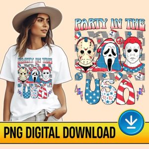 4th Of July  Horror Movie Sublimation PNG | Horror 4th Of July Digital File | Michael Myers 4th Of July | Party In The Usa PNG | Cricut Svg