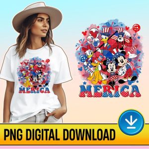 Disney Mickey & Friends 4th Of July PNG File, Mickey American Patriotic Instant Download, 4th of July Est 1776, Fourth of July, Independence Day