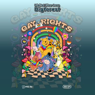 Disney Winnie the Pooh LGBT Pride PNG | Rainbow Pooh & Friends | Pride Month 2025 | Gay Pride Instant Download