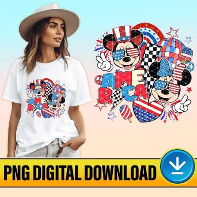 Disney Mickey Minnie America 4th Of July PNG | Mickey Fourth Of July Digital Download | 4th Of July Sublimation Design | Instant Digital Download