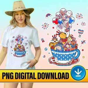 Disney Winnie The Pooh 4th of July Png | Pooh and Friends 4th July | Disneyland Freedom | Disneyland Independence Png Disneyworld Instant Download