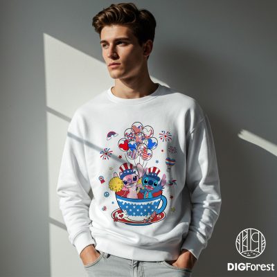 Disney Stitch and Angel 4th of July PNG | Disneyland Freedom & Independence Day Design