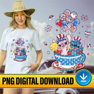 Disney Stitch and Angel 4th Of July Png | Stitch and Angel 4th July Png | Disneyland Freedom Png | Disneyland Independence Png | Instant Download