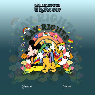 Disney Mickey & Friends LGBT Pride PNG | Pride Nite 2025 | Mickey Pluto Donald | Rainbow LGBT Rights | Gay Lesbian