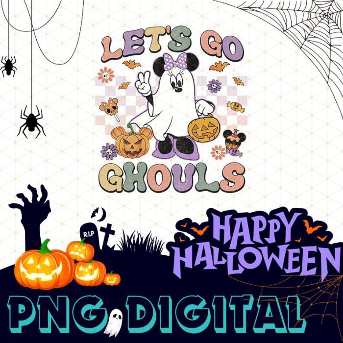 Disney Minnie Ghost Halloween Sublimation Design | Let's Go Ghouls Png | Fall Halloween Png | Trick Or Treat | Minnie Halloween Digital Download