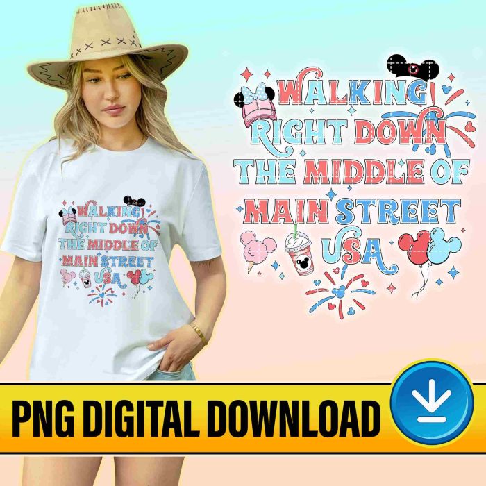 Disney Mickey Main Street Usa 4Th Of July Sublimation, Magic Kingdom Main Street Usa Png, Mickey Snacks Shirt, Fourth Of July Png, Digital Download