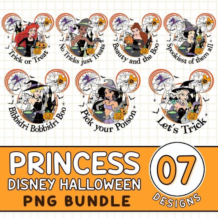 Disneyland Princess Halloween 2023 Png | Disney Princess Halloween Matching | Disneyland Halloween Balloons Princess Witch Spooky Instant Download