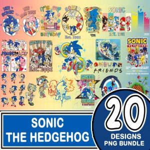 "Sonic The Hedgehog Design Bundle, Sonic The Hedgehog Birthday PNG, Sonic and Friends Png Sublimation, The Hedgehog Digital Print  "