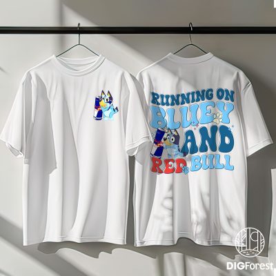 Running On Bluey And Red Bull PNG | Bluey & Bingo Energy Tee | Bluey Mother's Day Gift | Trendy Women’s Shirt Design Running On Bluey And Red Bull PNG | Bluey & Bingo Energy Tee | Bluey Mother's Day Gift | Trendy Women’s Shirt Design