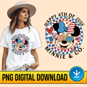 Disney Minnie 4th Of July PNG, Minnie And Co Happy 4th Of July, Minnie Checkered, Fourth Of July, America Patriotic Instant Download