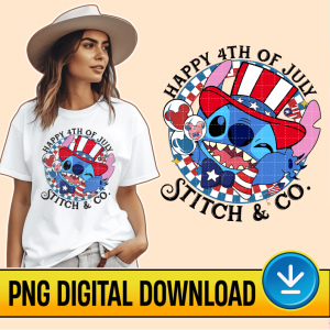 Disney Stitch 4th Of July PNG File, Happy 4th Of July, Stitch And Co, America Patriotic Instant Download, Fourth Of July, Sublimation Designs
