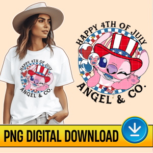Disney Angel 4th Of July PNG File, Happy 4th Of July, Angel And Co, America Patriotic Instant Download, Fourth Of July, Sublimation Designs