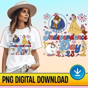 Disney Beauty And The Beast 4th Of July Instant Download, Belle Princess 4th Of July, American Freedom PNG File, Fourth Of July, Independence Day, Instant Download