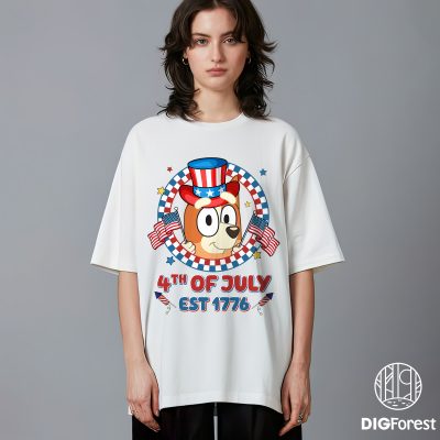 Bluey and Bingo 4th of July PNG | Heeler Family Patriotic Shirt | Bluey Mom & Family Gift | Instant Download