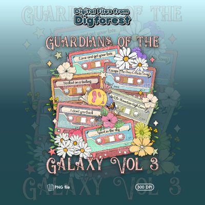 Guardians of the Galaxy Vol 3 PNG | Vintage Floral Guardians PNG | Cosmic Rewind Tour Cassette | Star-Lord PNG Download