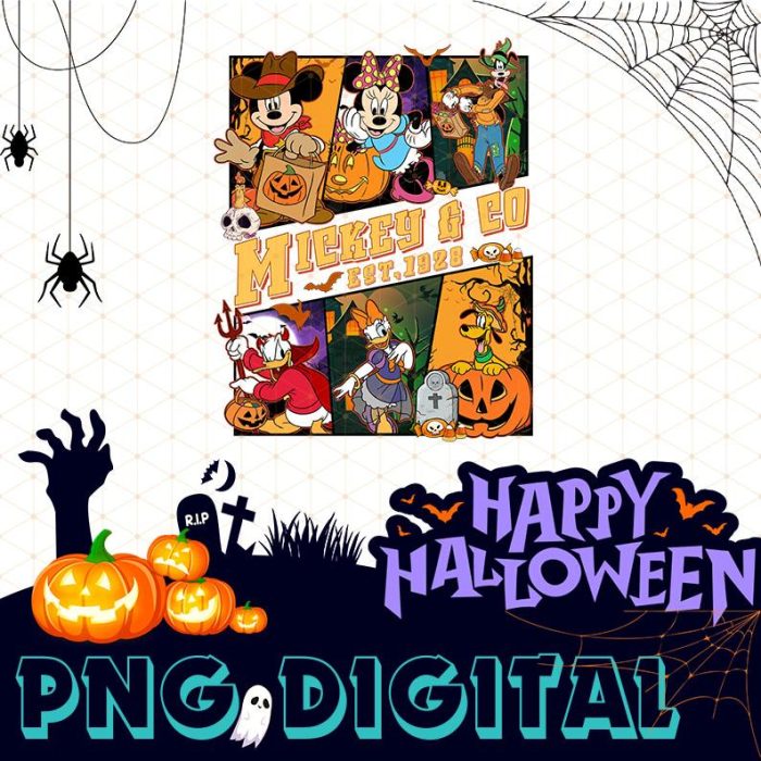 Disney Mickey And Co 1928 Halloween PNG, Mickey And Friends Halloween Sublimation, Mickeys Not So Scary Halloween, Trick Or Treat, Instant Download