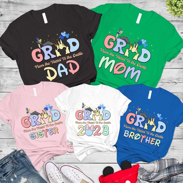 Disneyland Graduate 2023 Png, From The Tassel To the Castle Png, Mickey Graduate 2023, Grad Mom, Grad Dad, Grad Family Graduation Tee