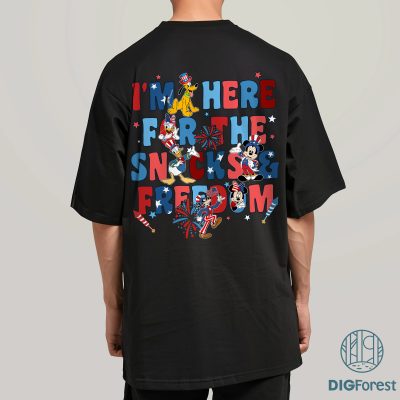 Disneyland I’m Here for the Snacks and Freedom PNG | Mickey & Friends 4th of July | Patriotic Disney Family Shirt